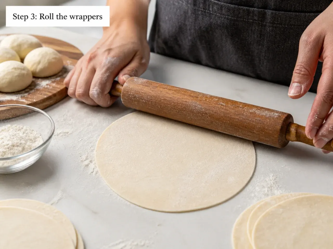 fried momos recipe — step 3: roll the wrappers