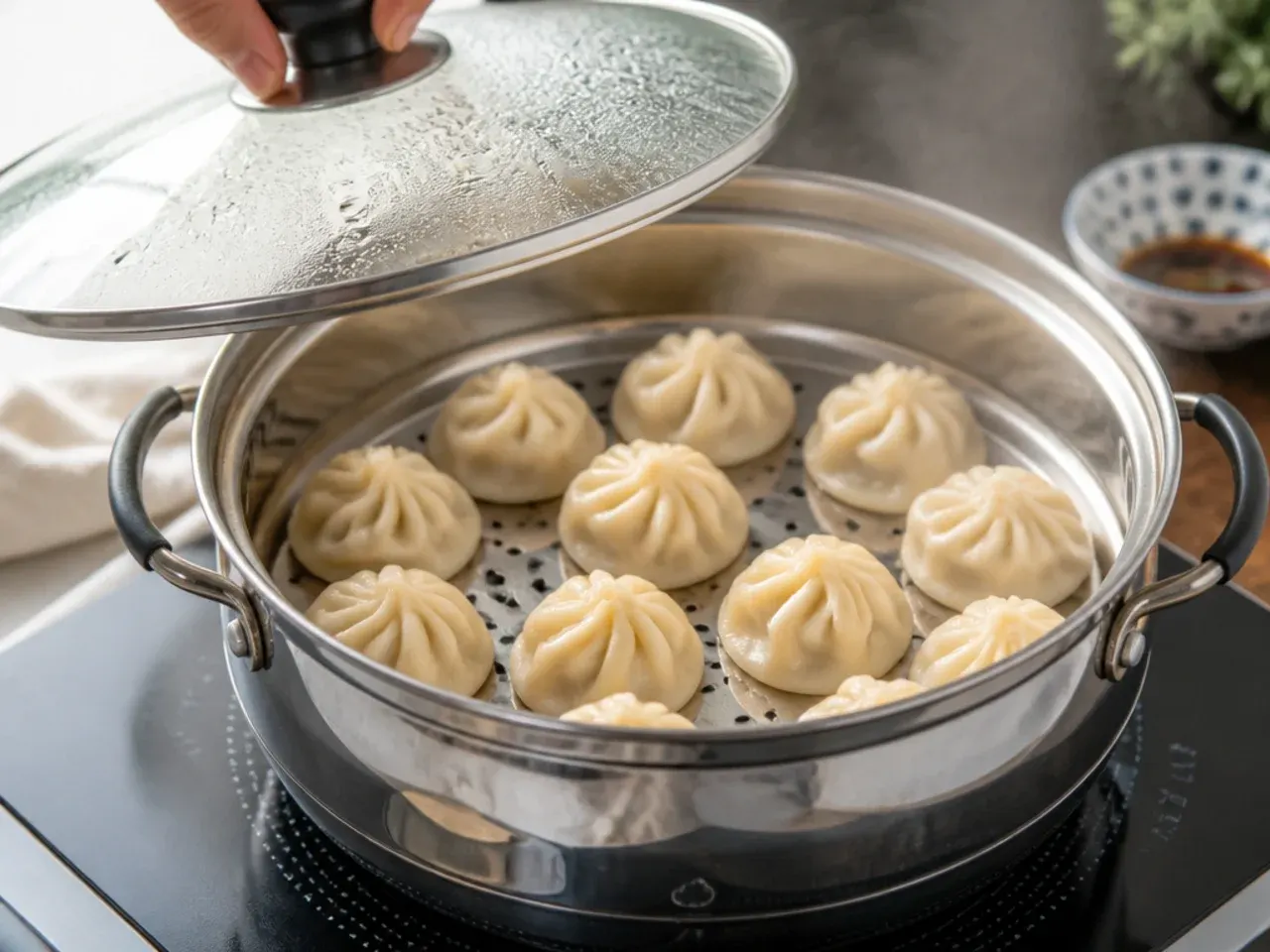 fried momos recipe — step 5: steam the momos