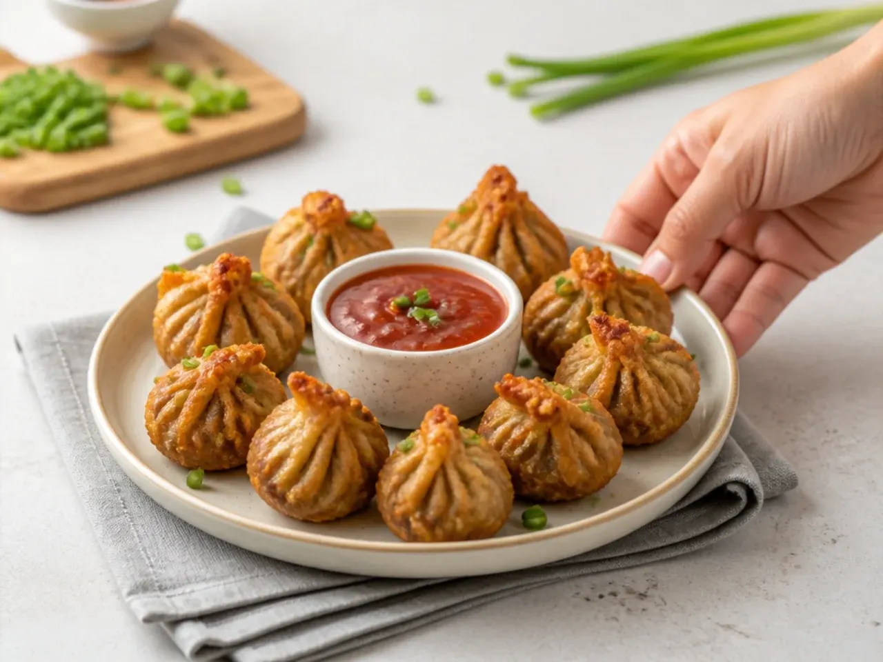 fried momos recipe — step 7: serve hot