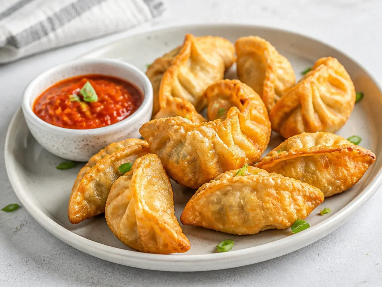 Easy fried momos recipe made quickly with ready-made dumpling wrappers