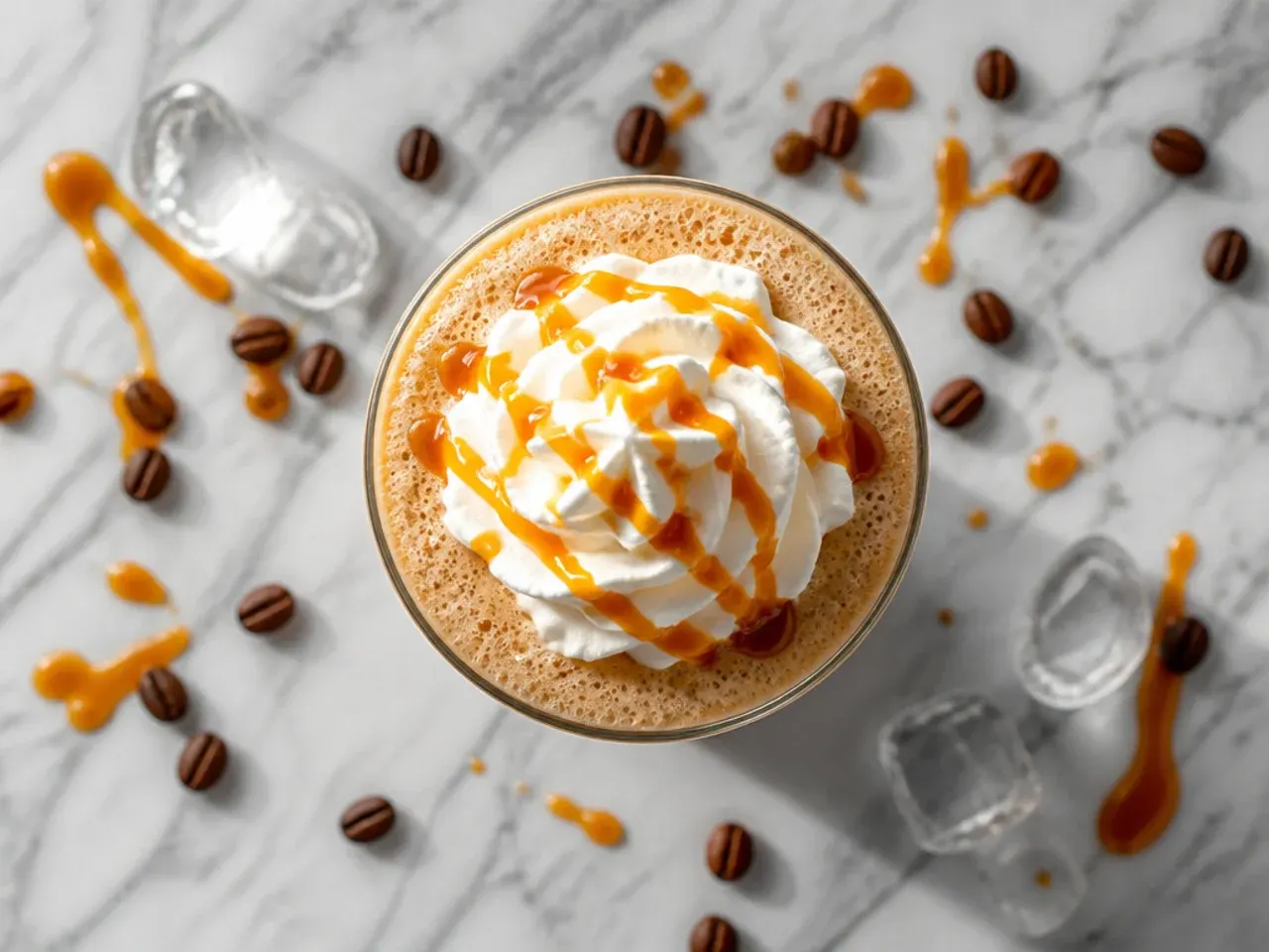 Classic frozen coffee copycat drink in a tall glass with a straw