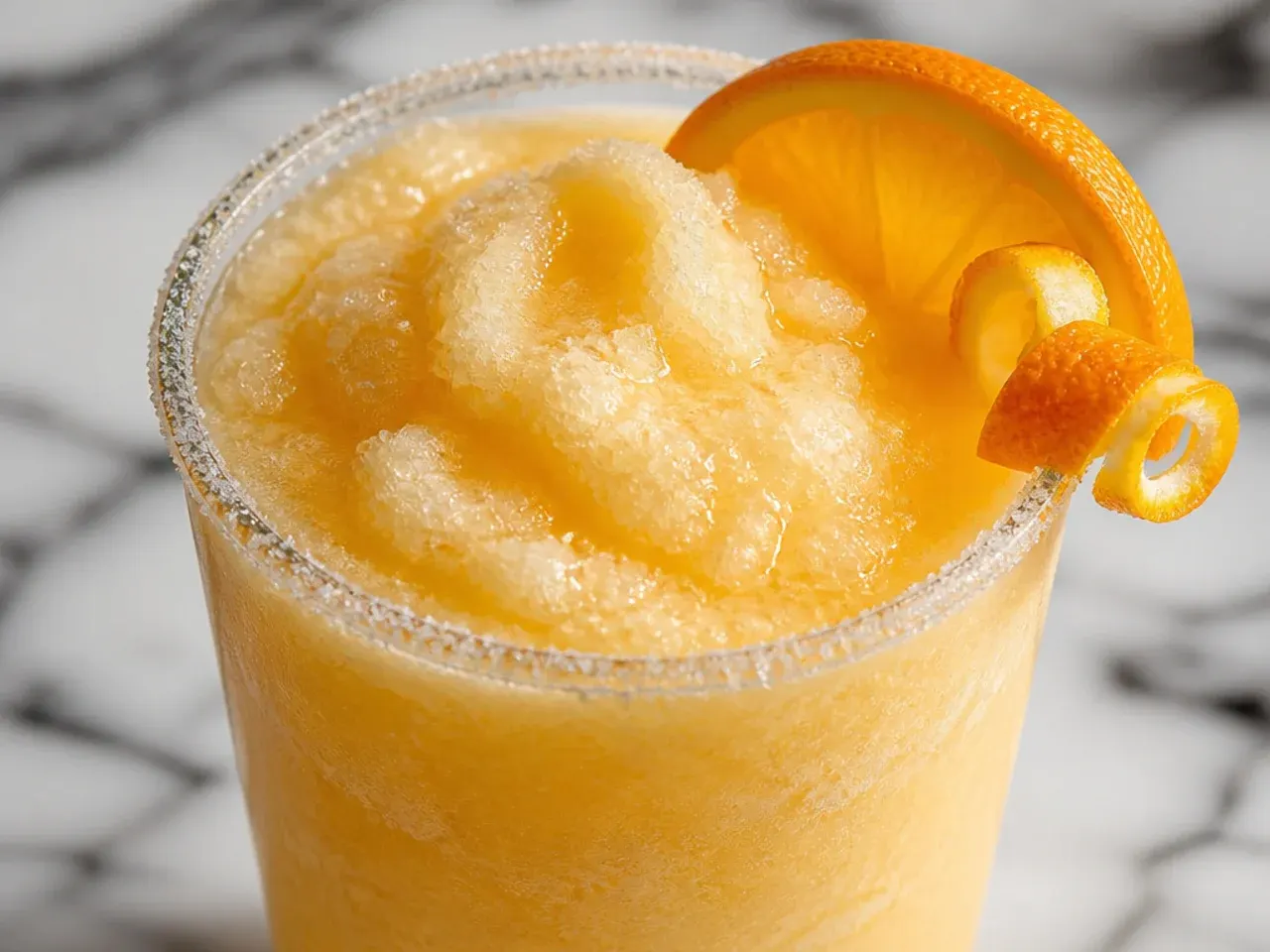 Orange cream slush topped with a swirl of cream in a plastic cup