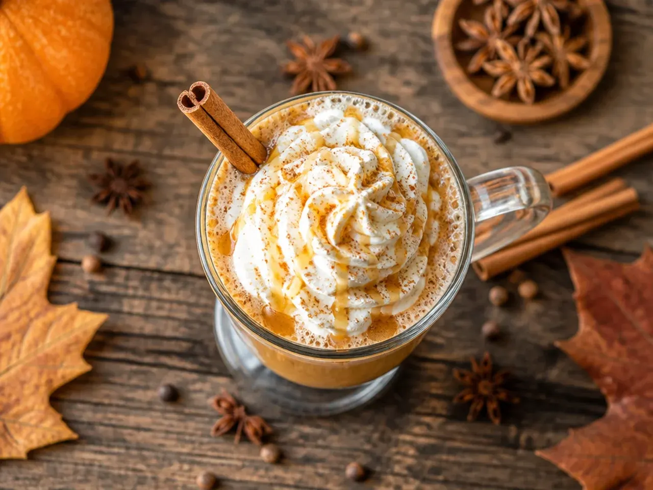 Mug of hot buttered rum with melted butter and cinnamon swirled on top