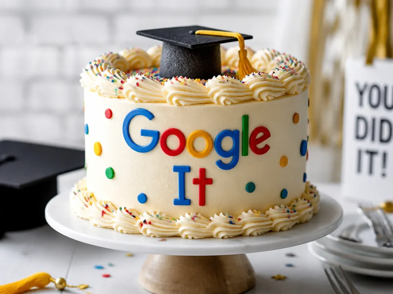 Cake decorated to look like a browser search bar with a typed joke query
