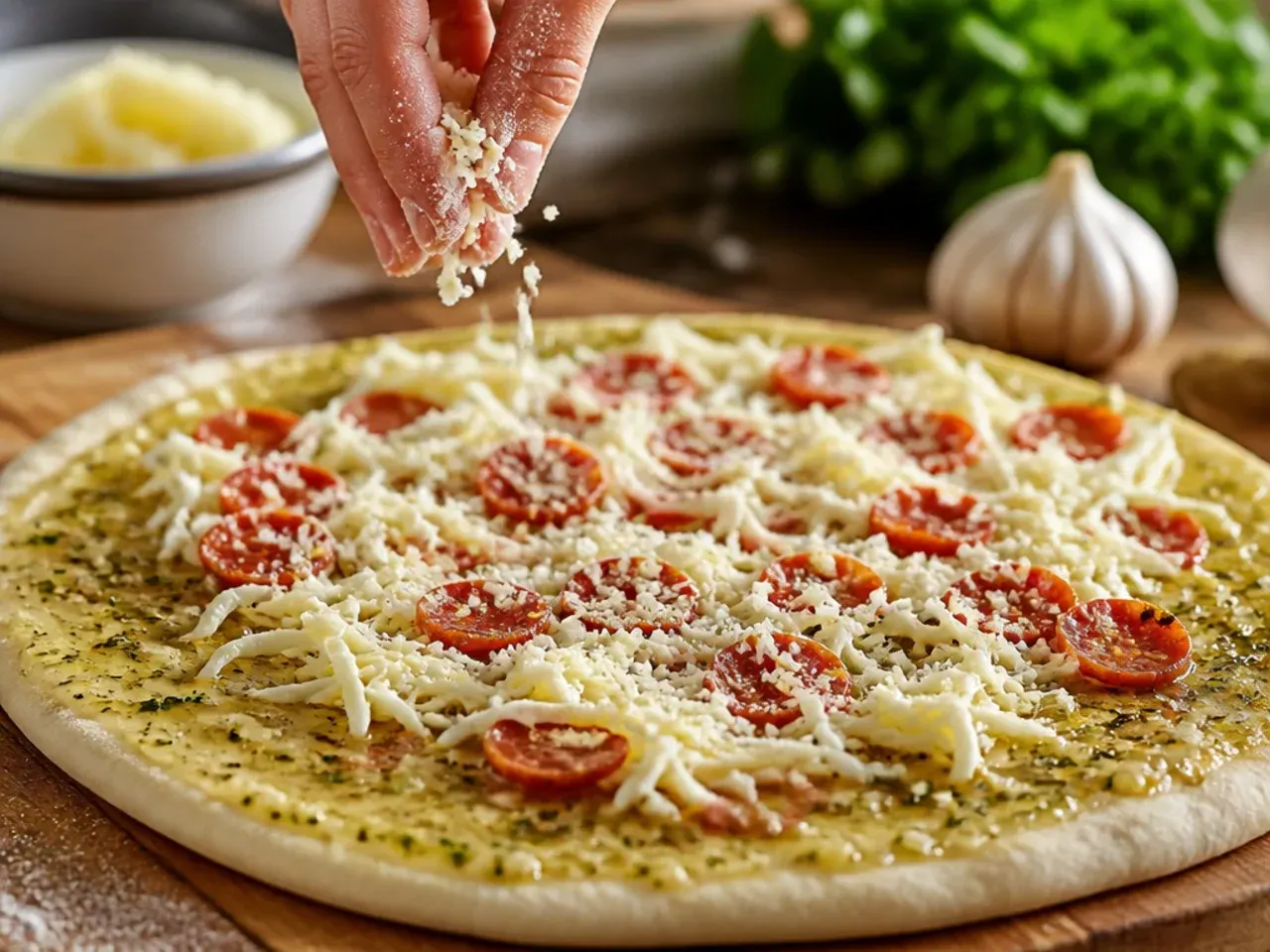 garlic bread pizza recipe step 3