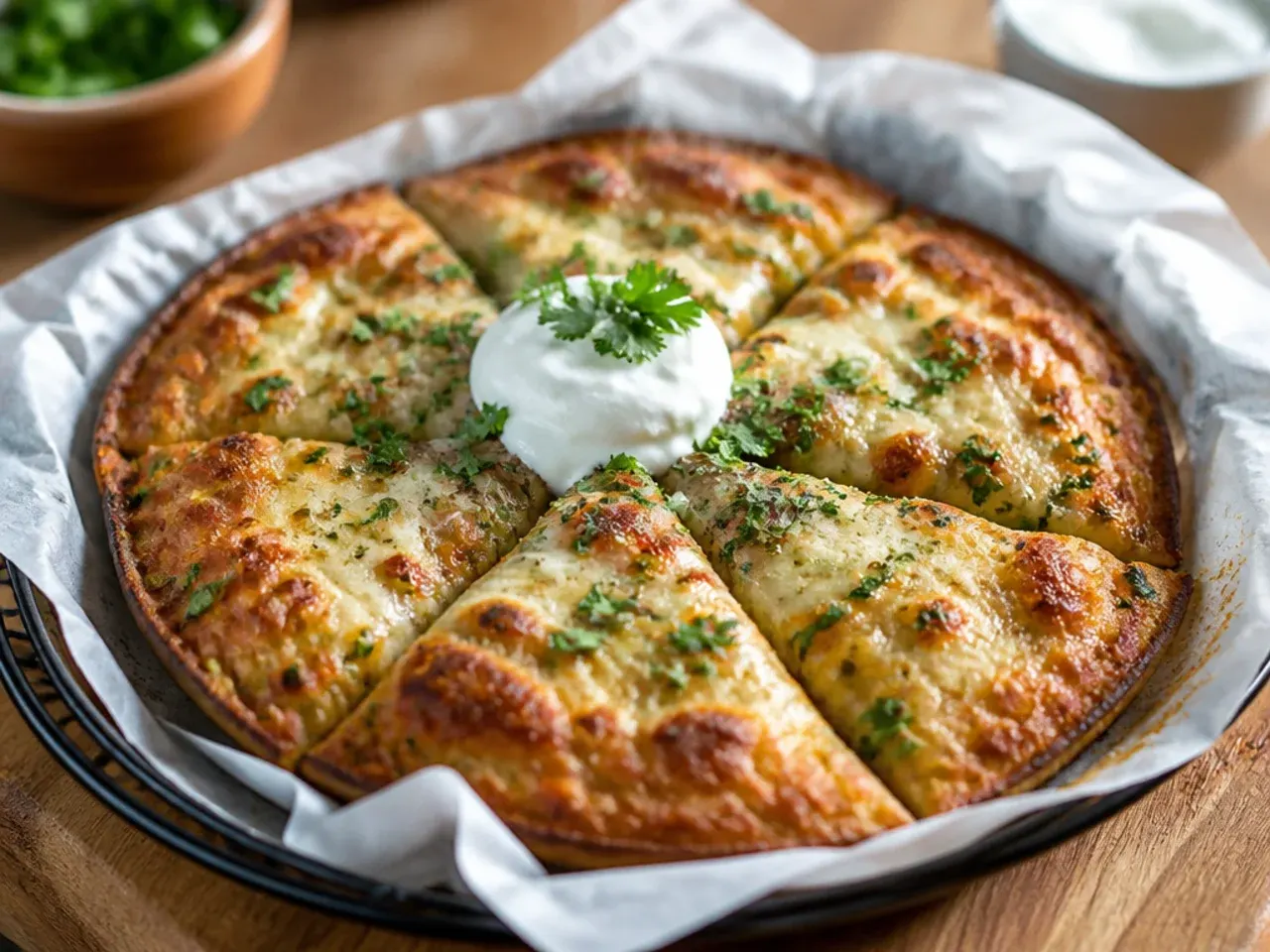 Frozen garlic Texas toast slices arranged on a baking tray before toasting