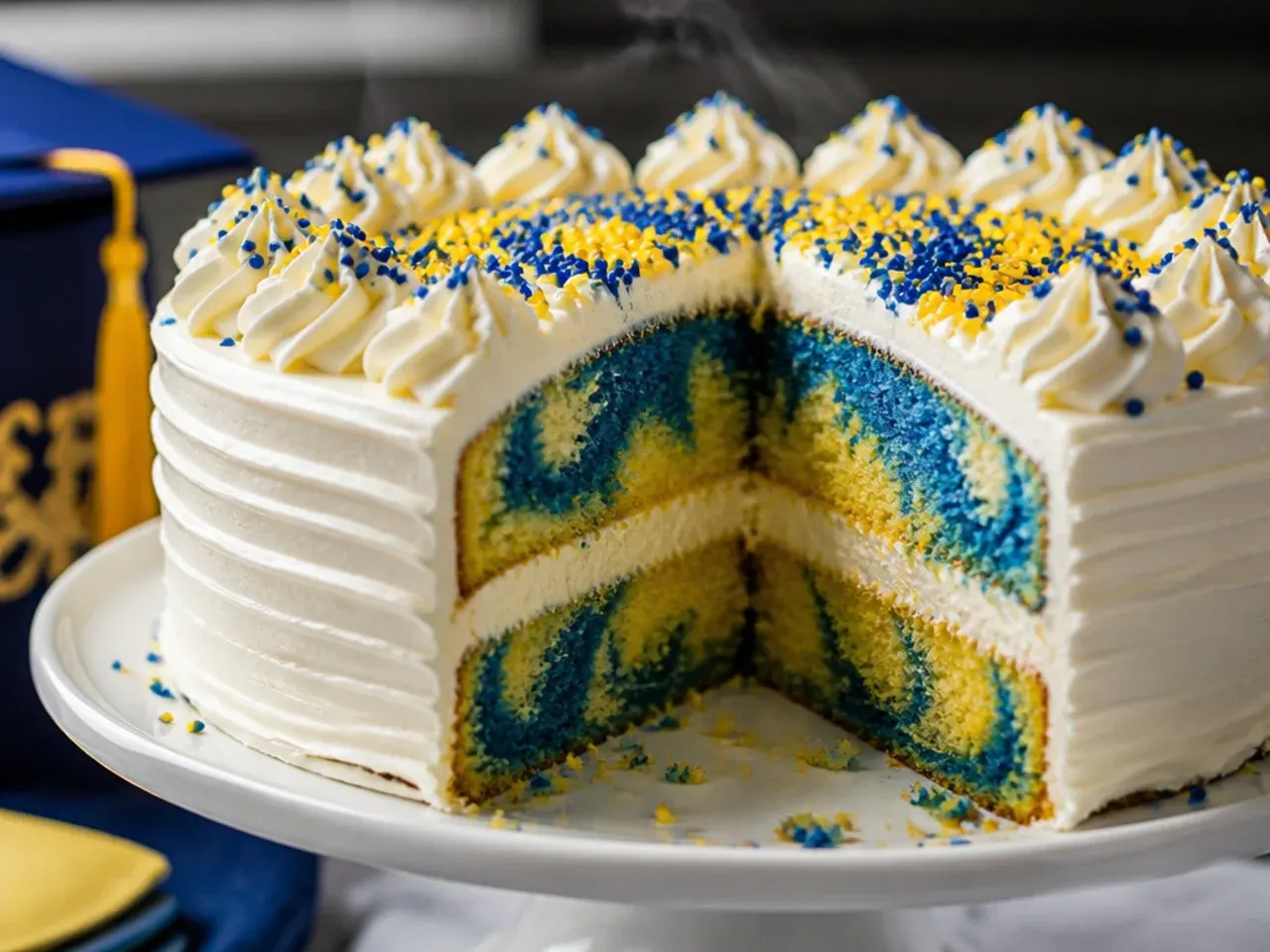 Sliced marble cake showing a two-colour swirl pattern inside
