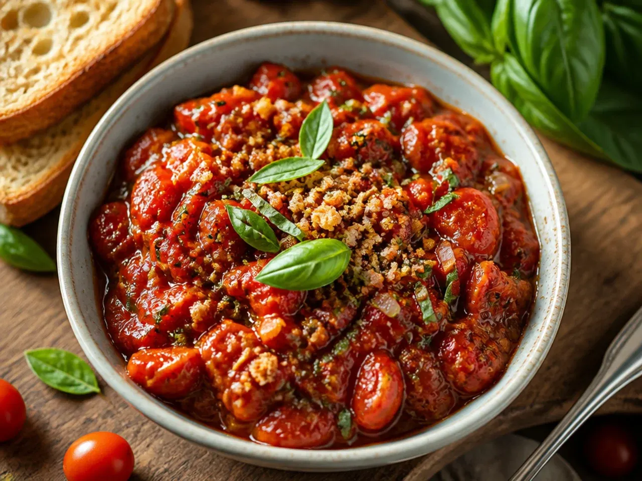 Jars of glossy grape tomato chutney with mustard seeds
