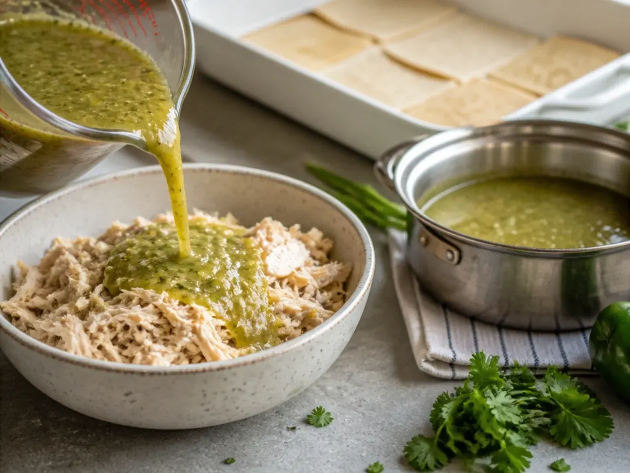 green chicken enchilada casserole recipe step 1