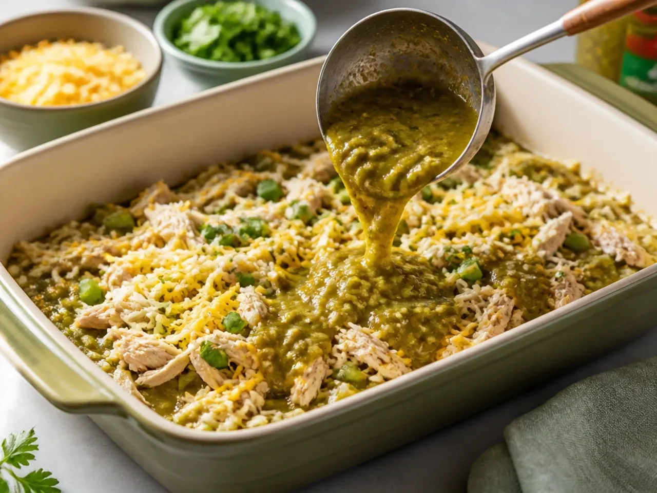 green chili chicken enchilada casserole recipe step 4