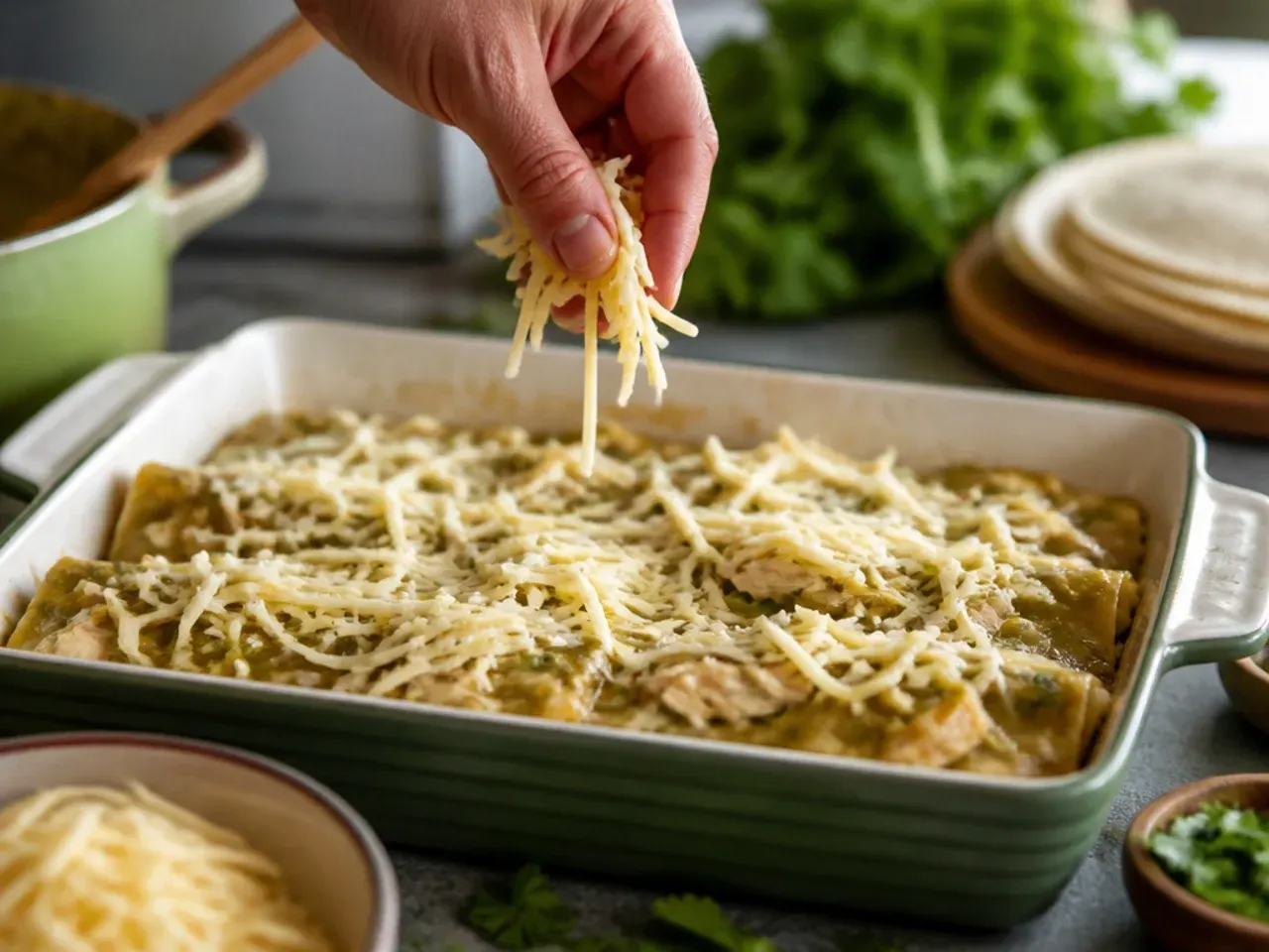 green chili chicken enchilada casserole recipe step 5
