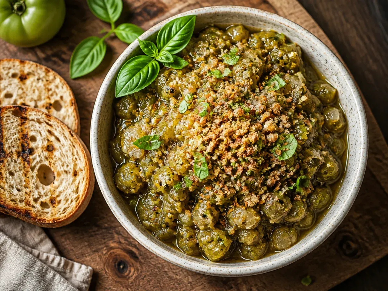 Jars of best-ever green tomato chutney with cheddar and crackers