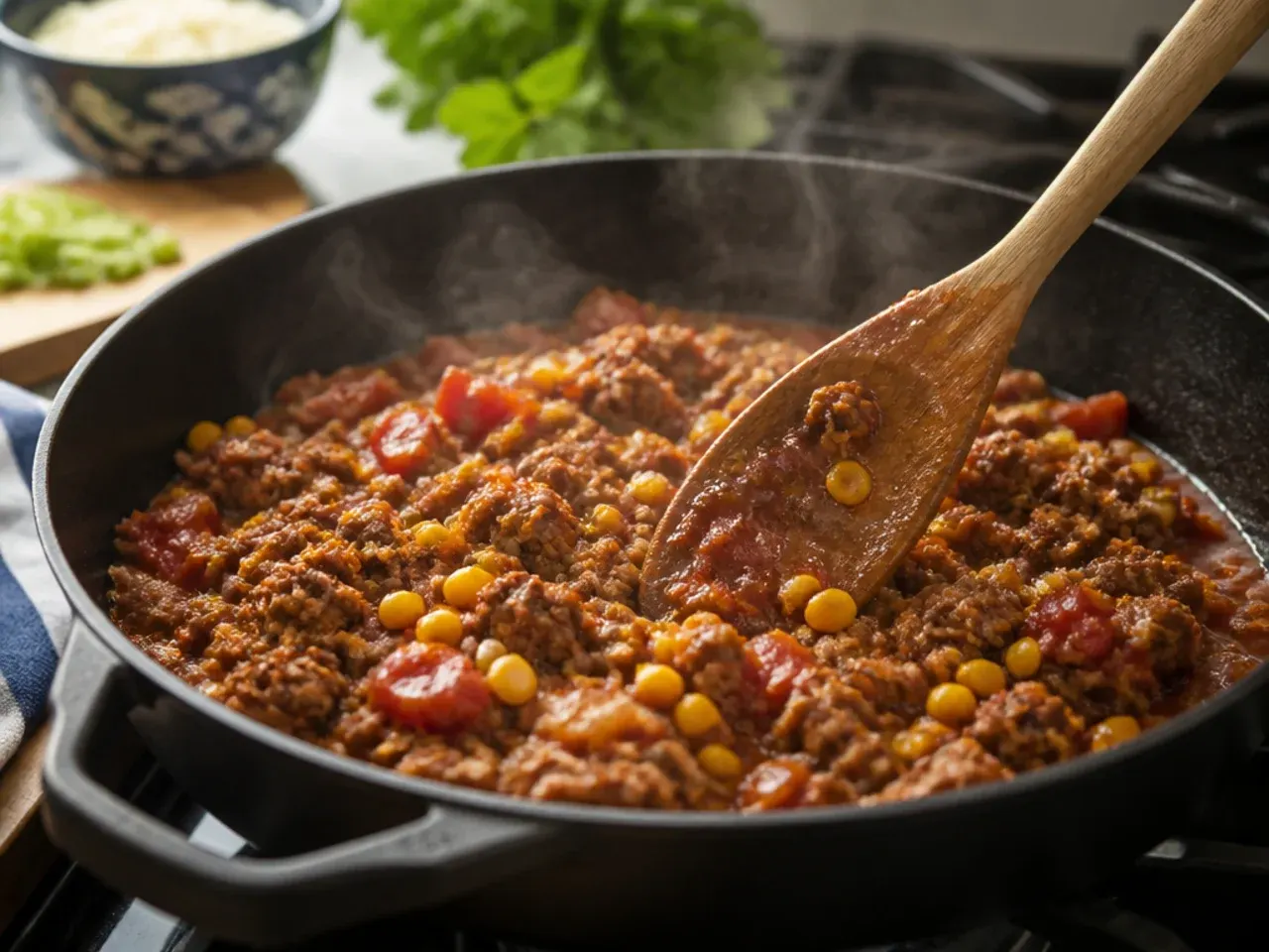 ground beef cornbread casserole recipe step 3