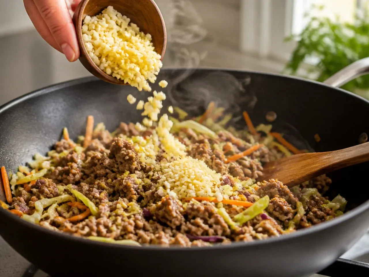 ground beef egg roll in a bowl recipe step 3