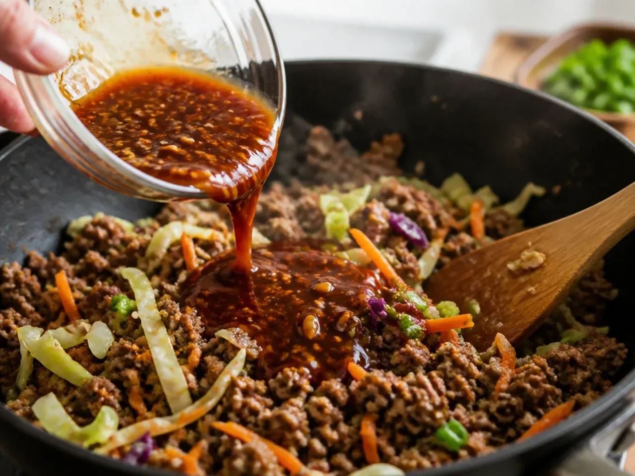 ground beef egg roll in a bowl recipe step 4