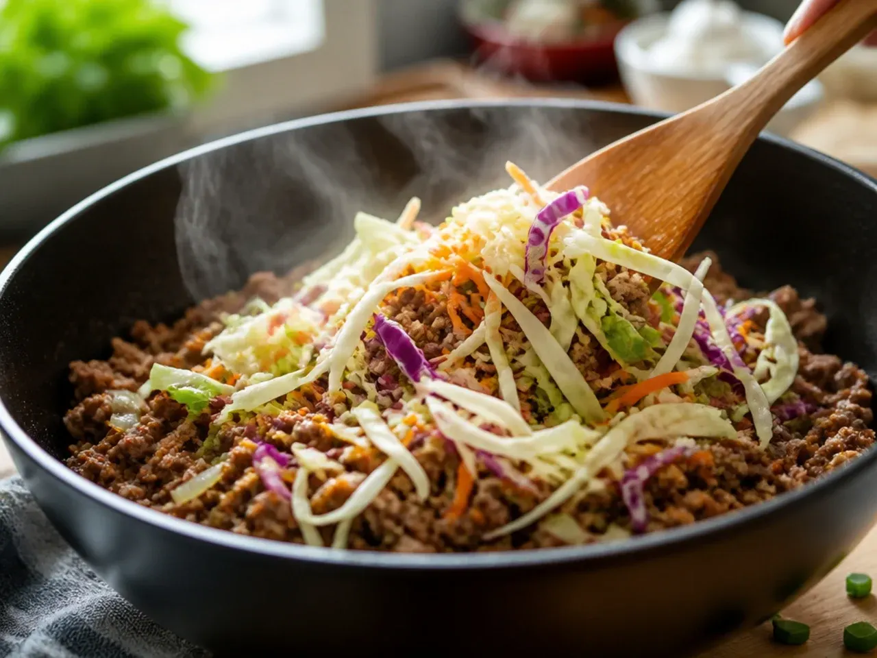 ground beef egg roll in a bowl recipe step 5