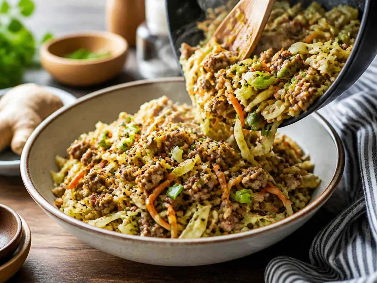 ground beef egg roll in a bowl recipe step 7