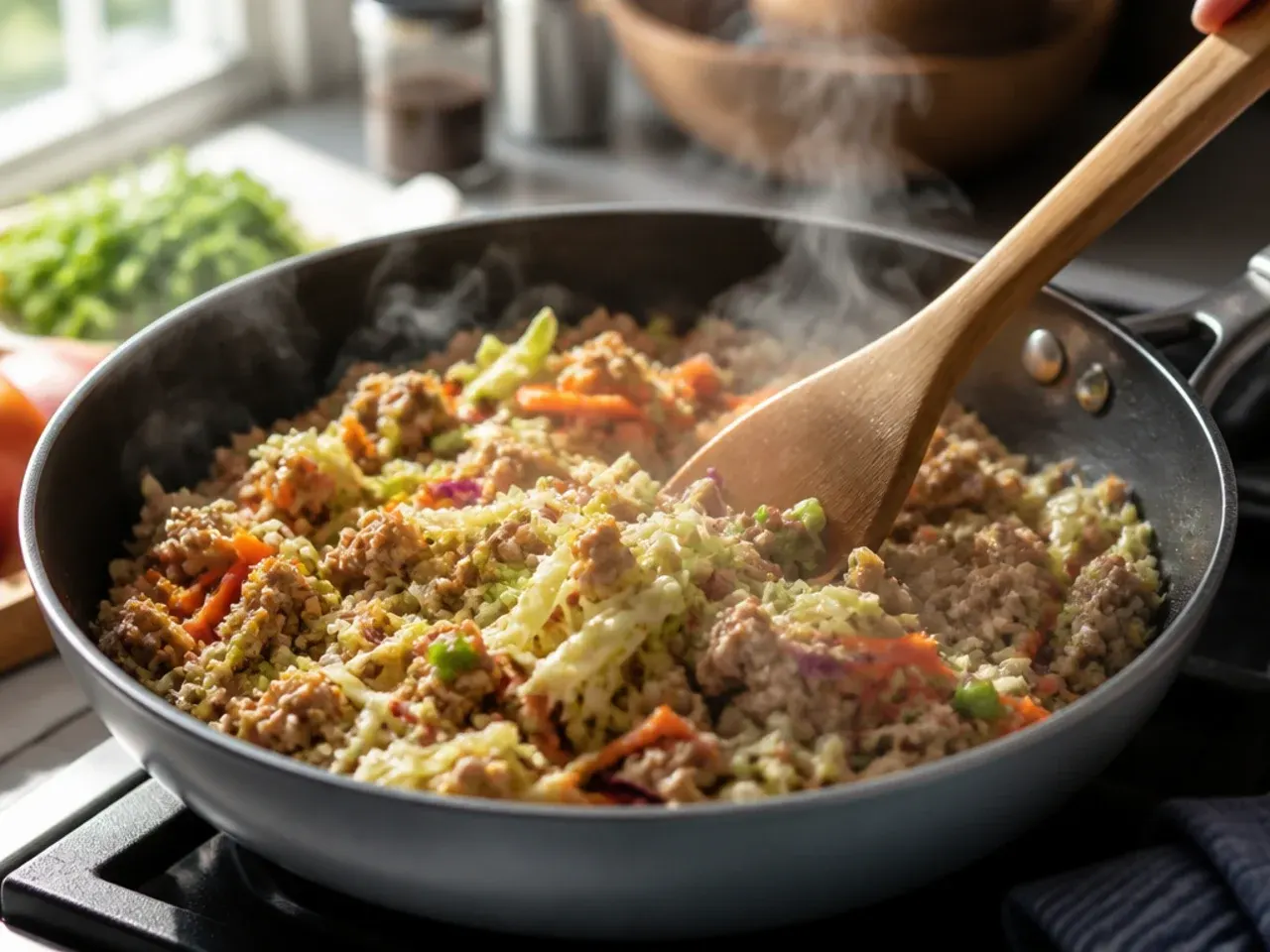 ground turkey egg roll in a bowl recipe step 6