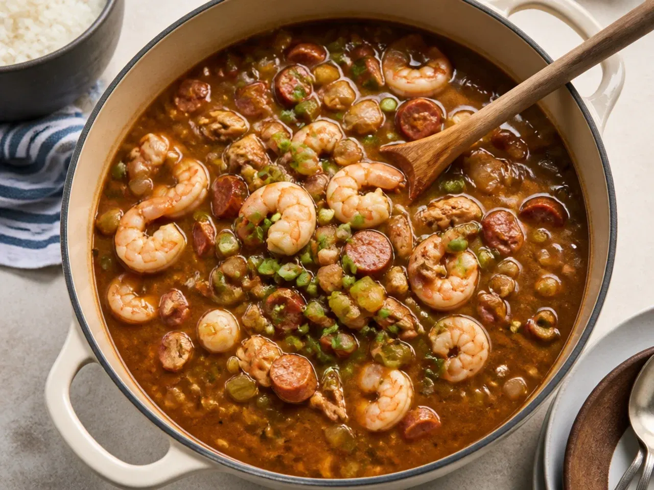 gumbo for a crowd — easy weeknight shortcut gumbo