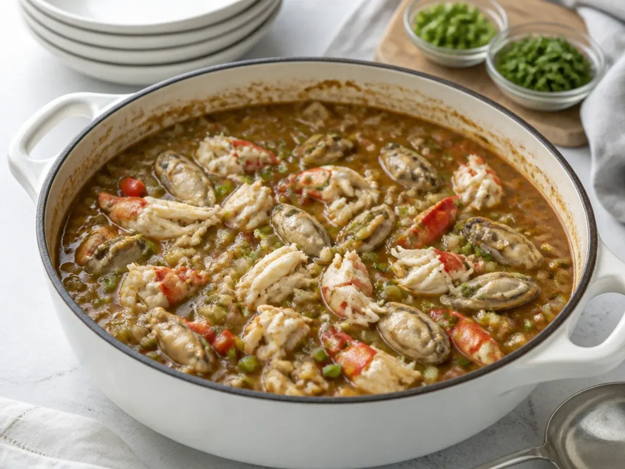 gumbo for a crowd — elegant seafood gumbo with crab and oysters