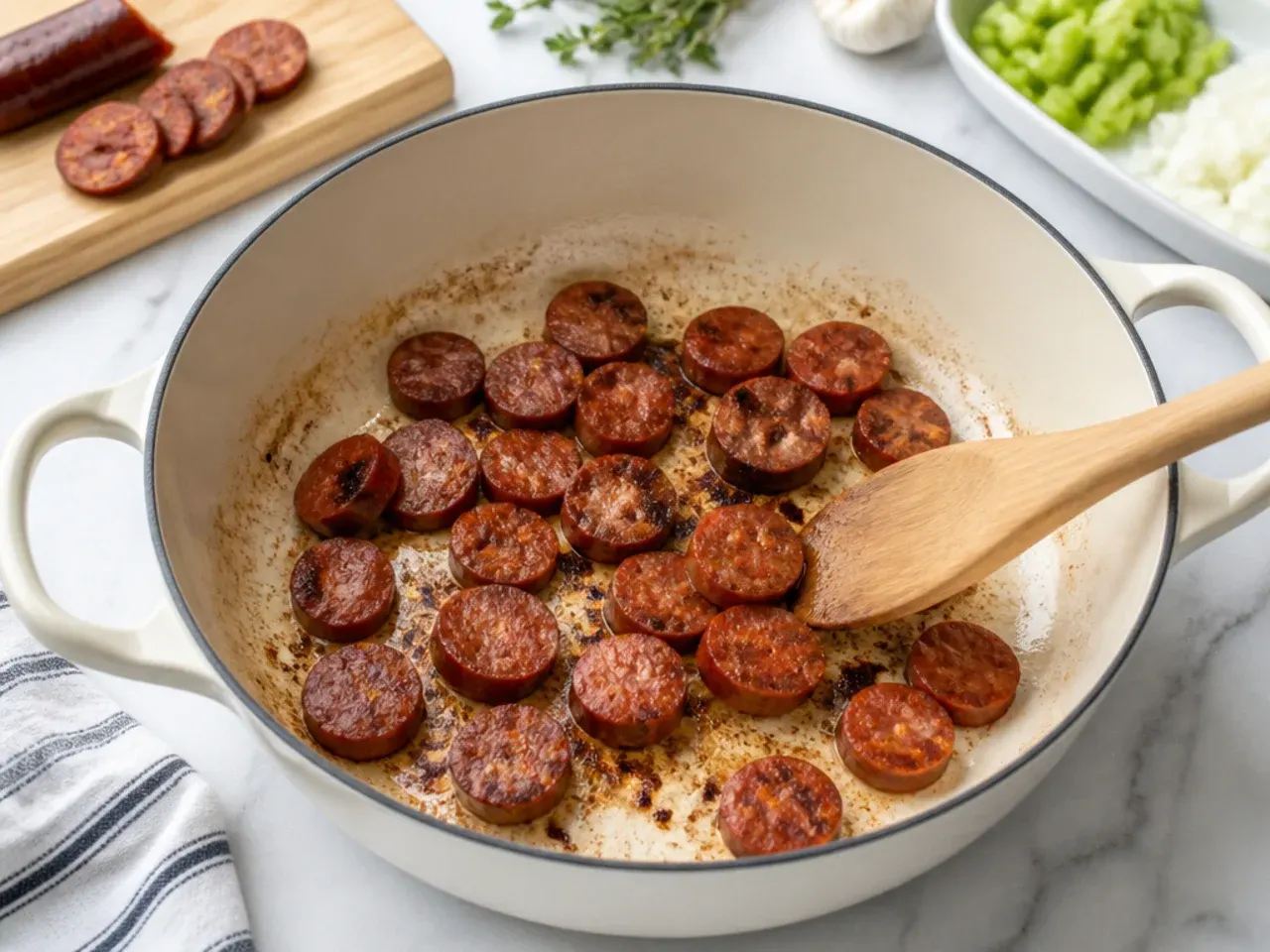 gumbo ideas — step 1: brown the sausage