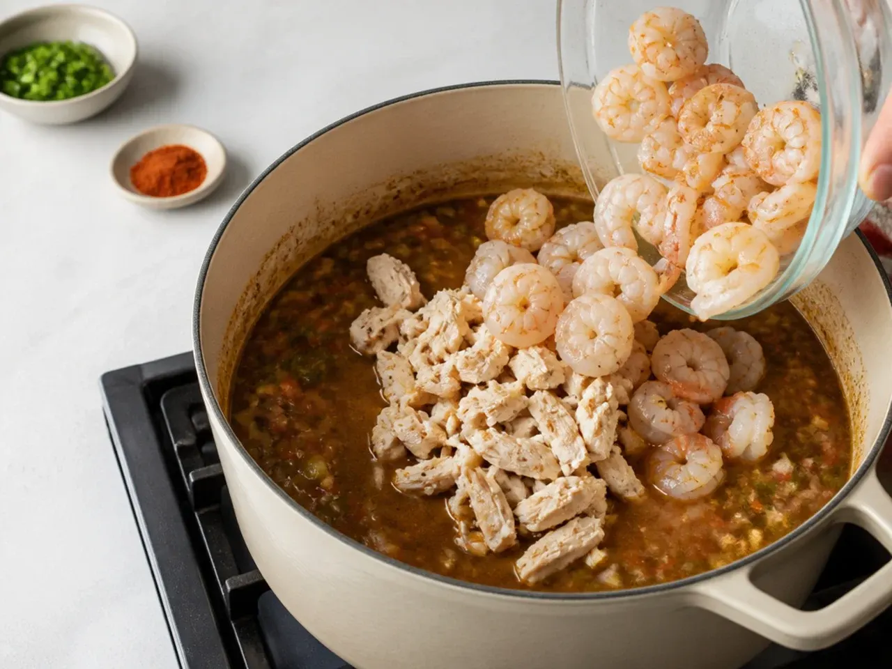 gumbo ideas — step 6: add chicken and shrimp