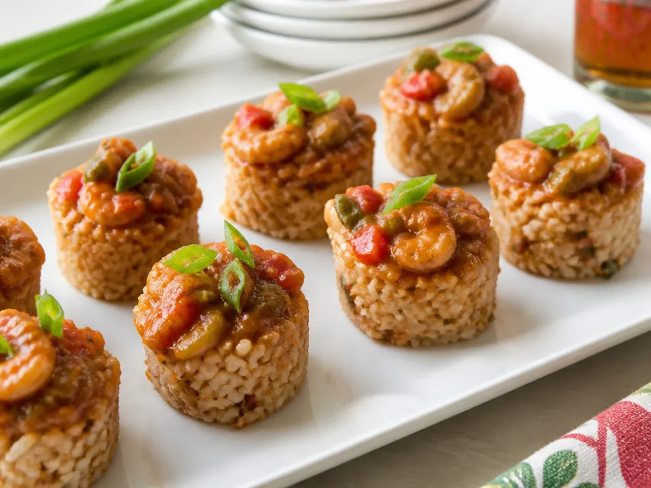 Whimsical mini gumbo rice cups idea for parties