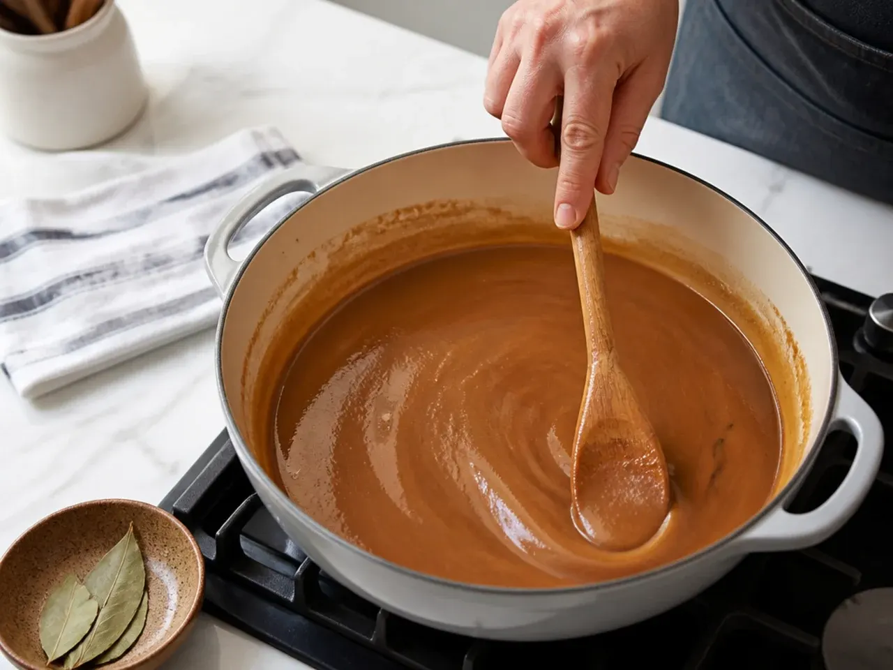 gumbo roux — step 3: settle into low-and-slow stirring