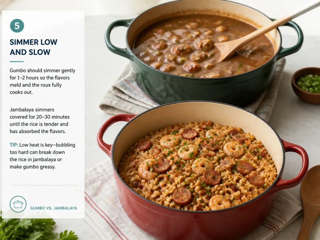 gumbo vs jambalaya — step 5: simmer low and slow