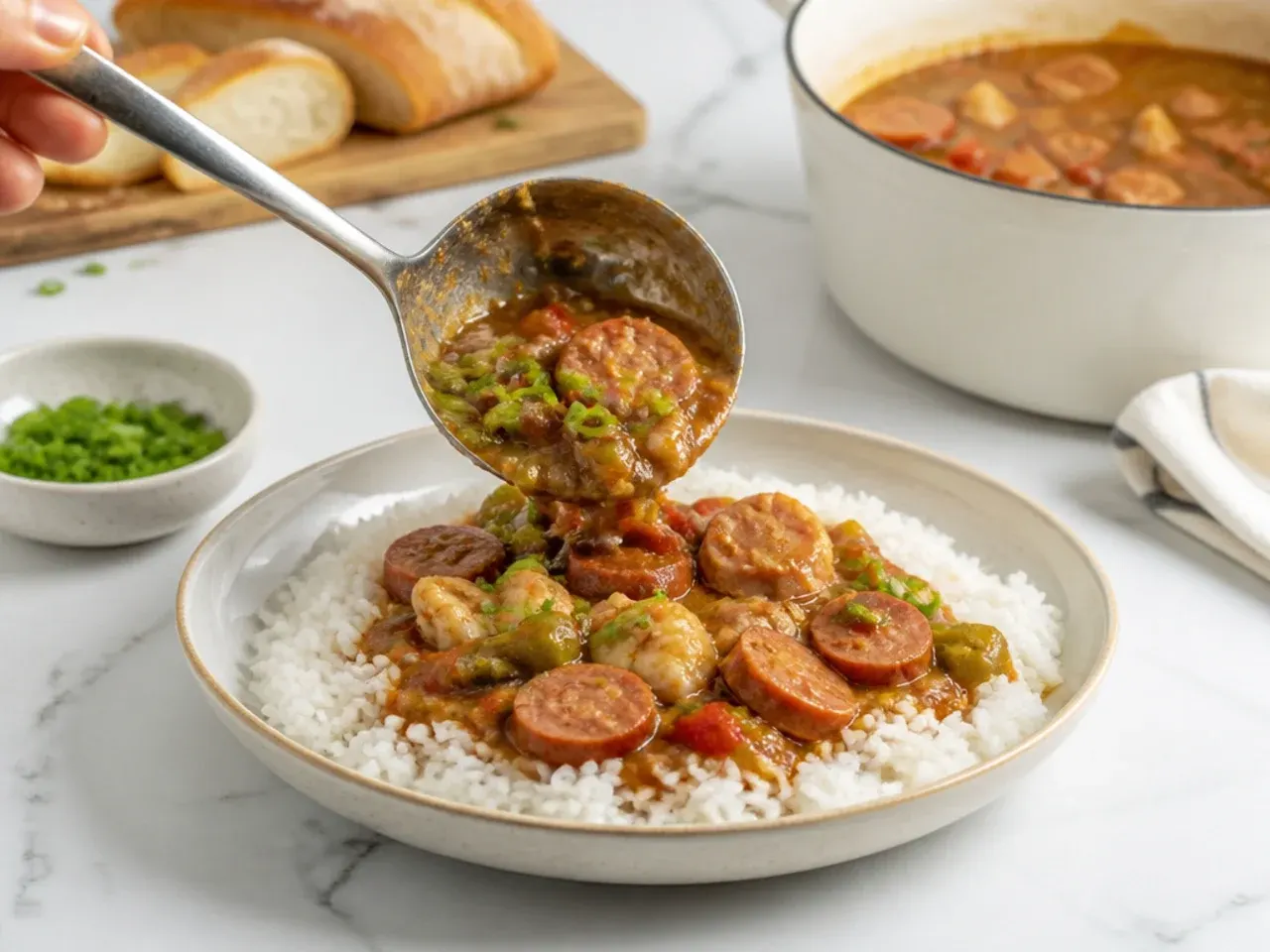 gumbo vs jambalaya — step 7: serve over rice