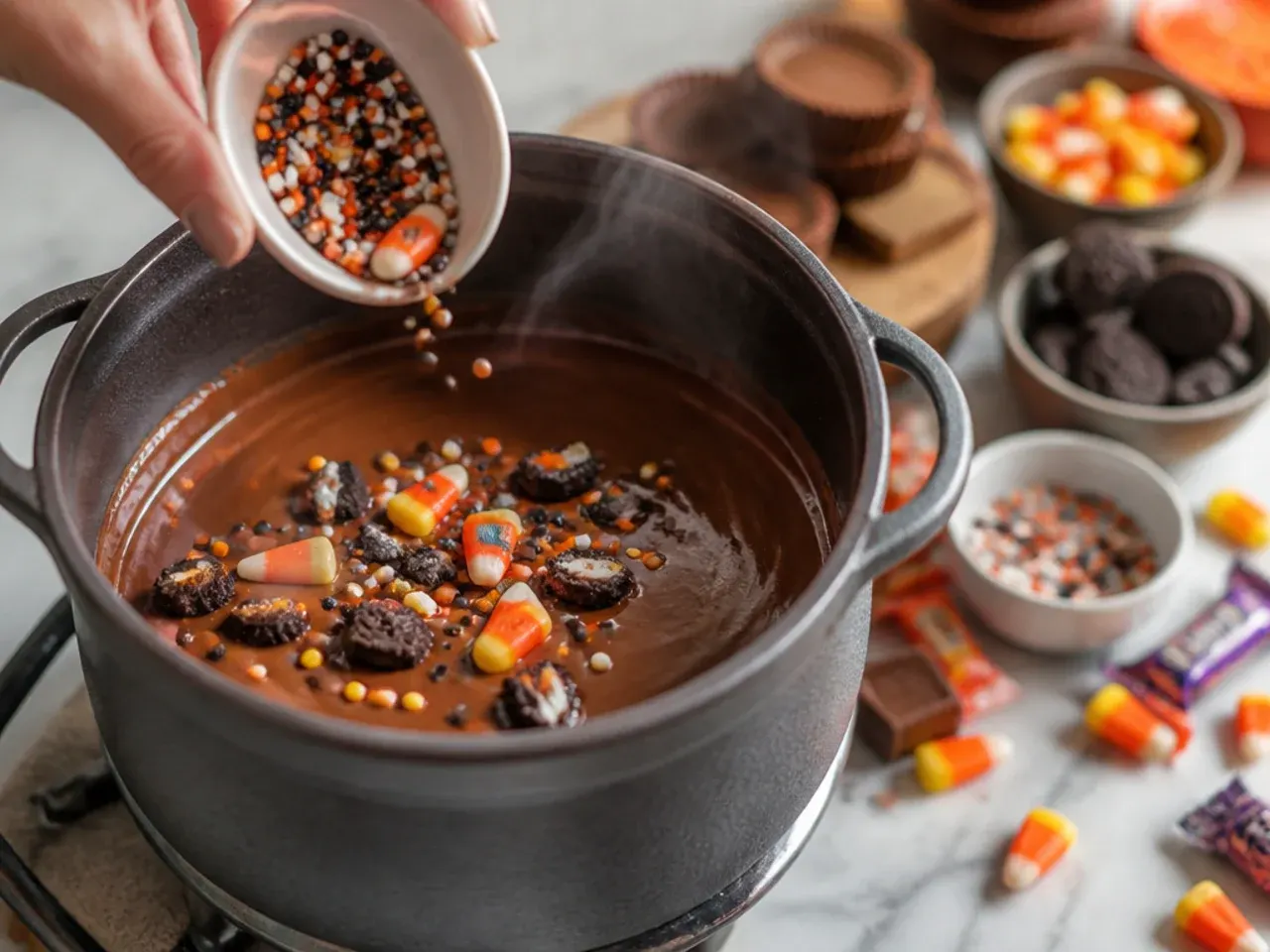 halloween candy charcuterie board recipe step 2