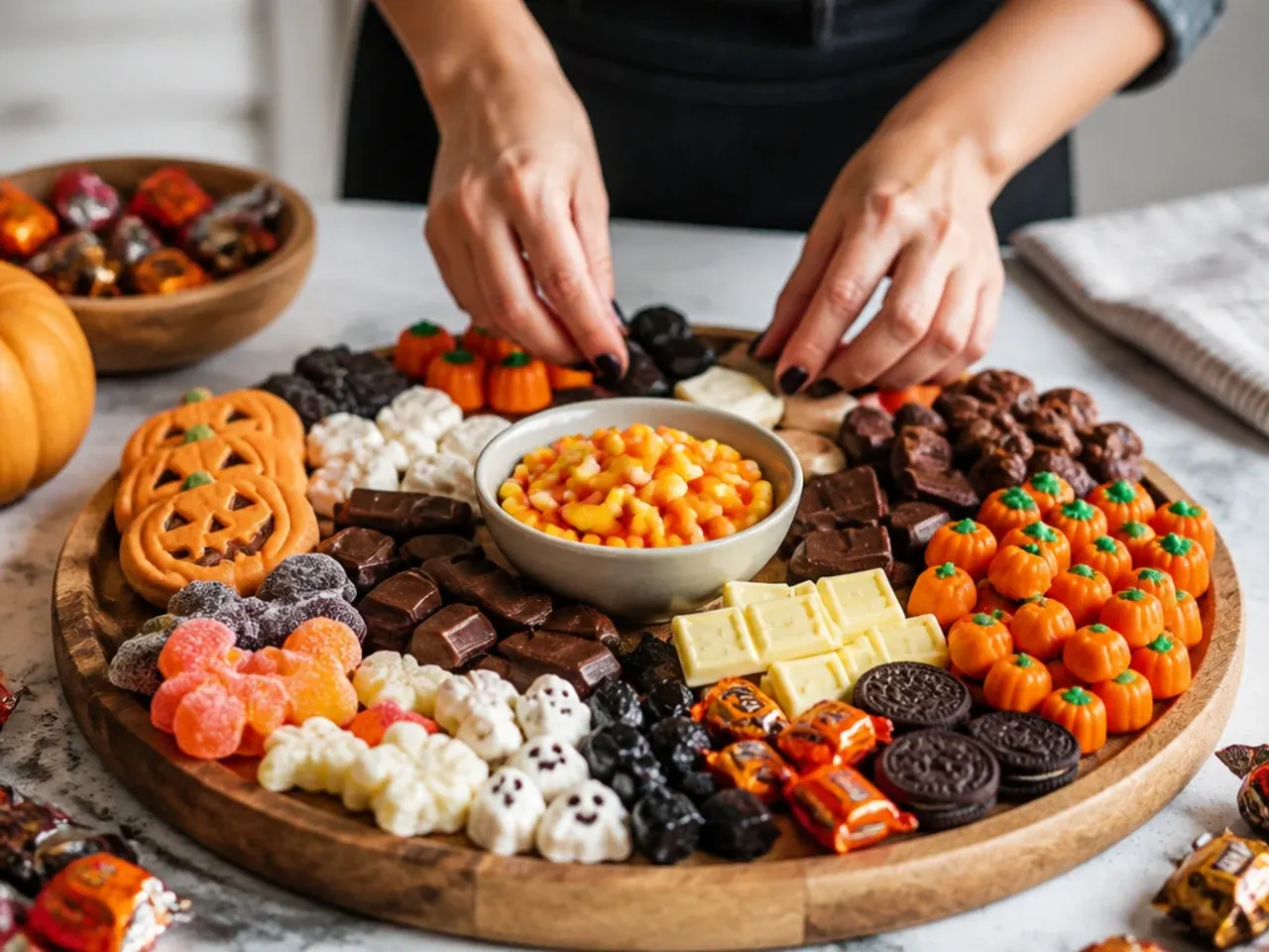 halloween candy charcuterie board recipe step 4