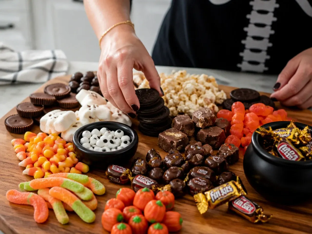 halloween candy charcuterie board recipe step 6
