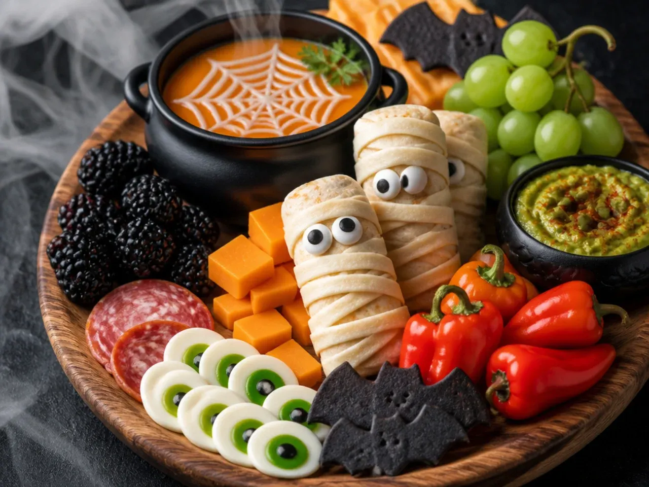 Make-ahead Halloween snack portions packed into small lunchbox containers