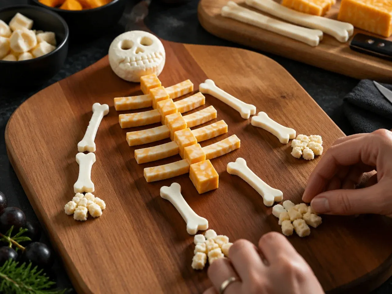 halloween charcuterie board skeleton recipe step 1