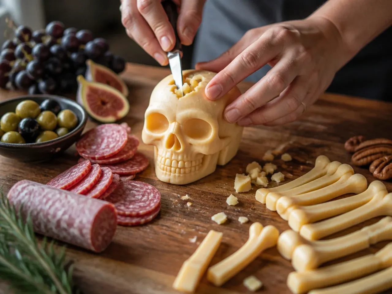 halloween charcuterie board skeleton recipe step 2