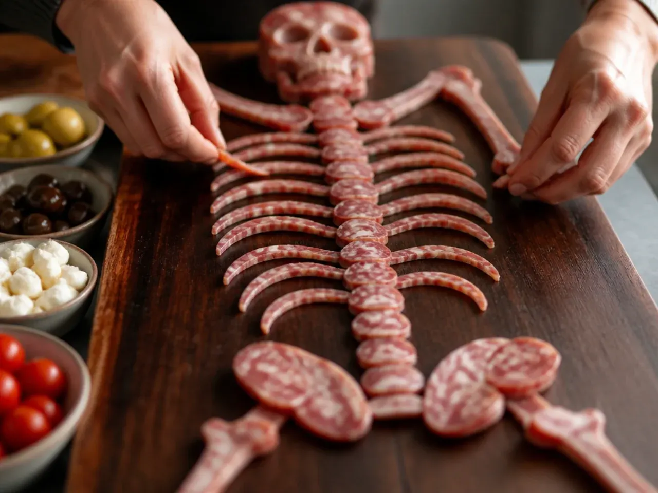 halloween charcuterie board skeleton recipe step 3