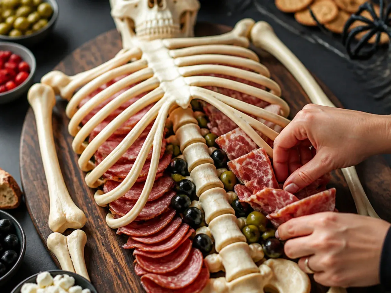 halloween charcuterie board skeleton recipe step 5