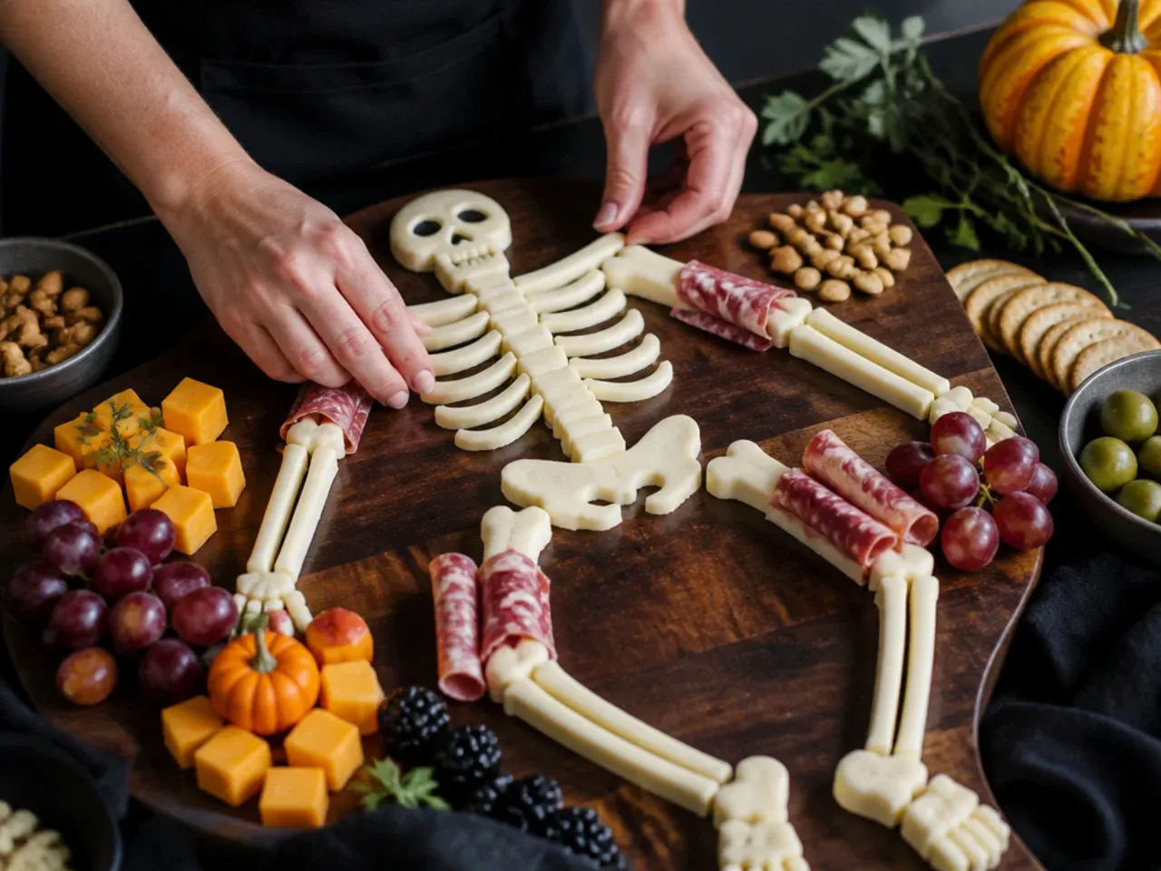 halloween charcuterie board skeleton recipe step 6