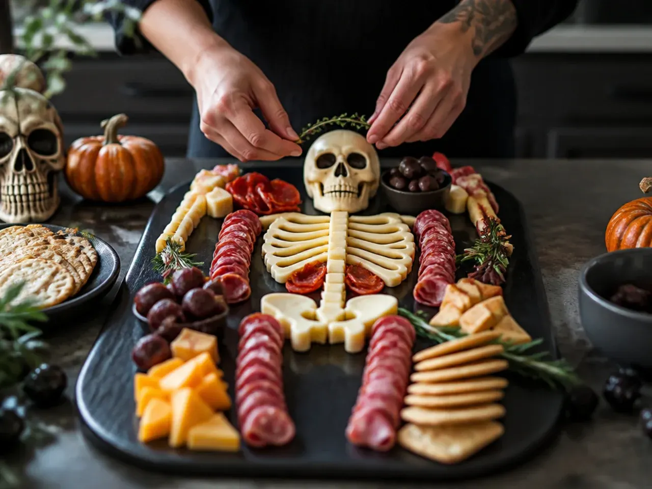 halloween charcuterie board skeleton recipe step 7