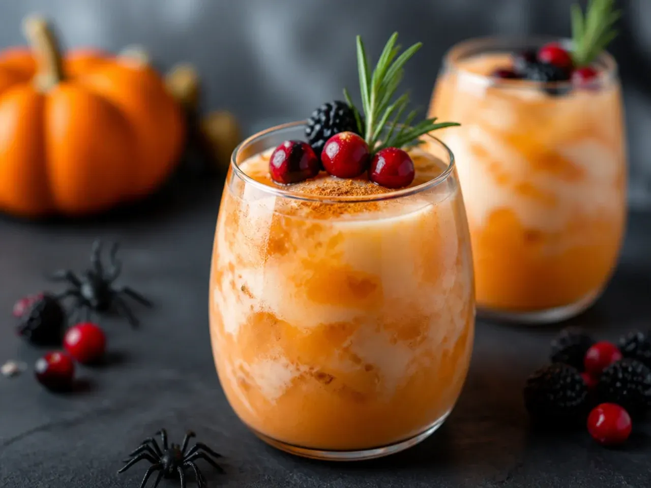 Copycat pumpkin cream cold foam drink in a clear cup for halloween drinks for kids