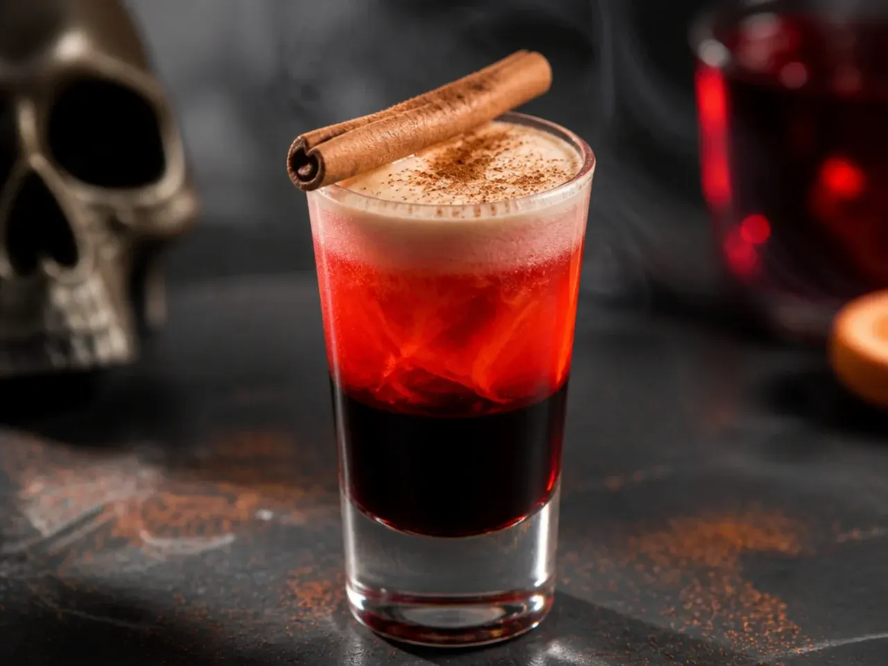 halloween mixed drinks — layered halloween mixed drinks