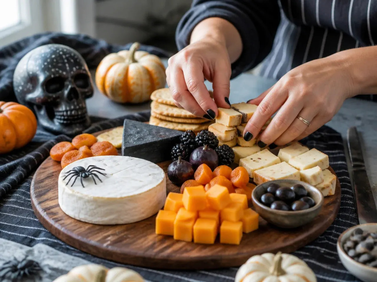 halloween party charcuterie board recipe step 1