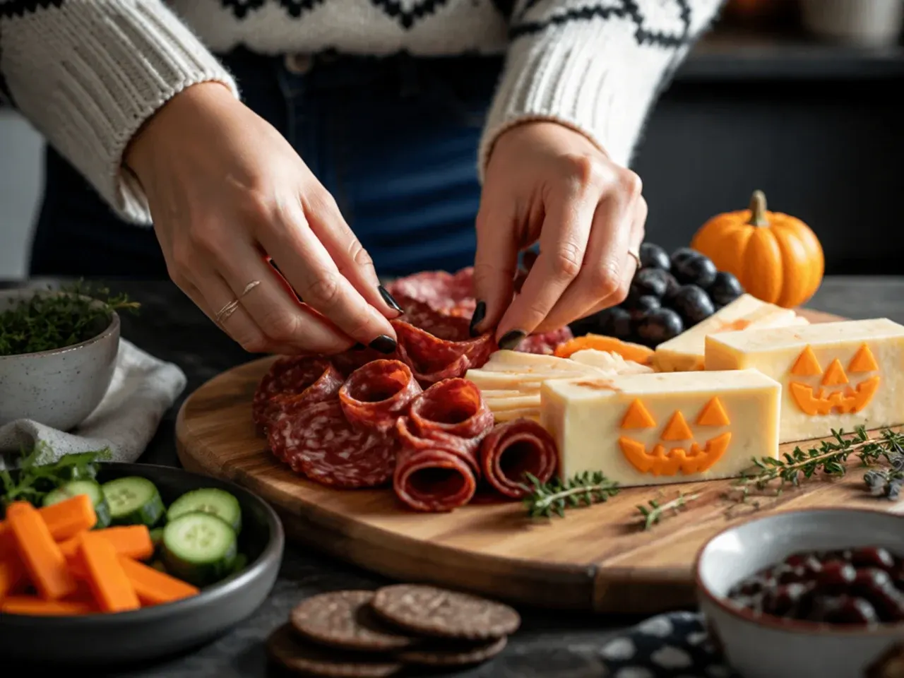 halloween party charcuterie board recipe step 3