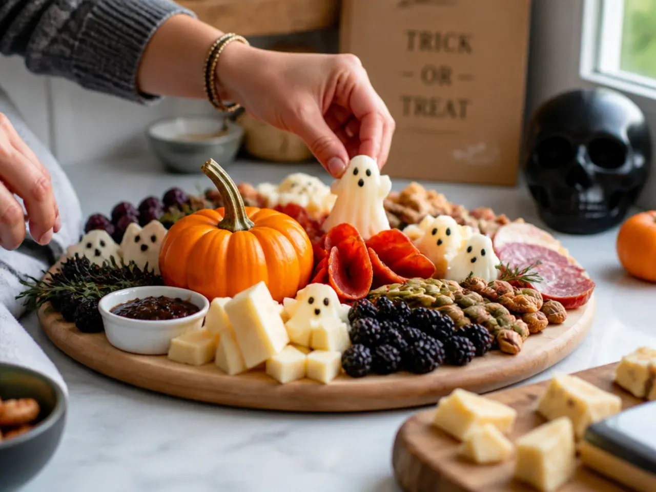 halloween theme charcuterie board recipe step 1
