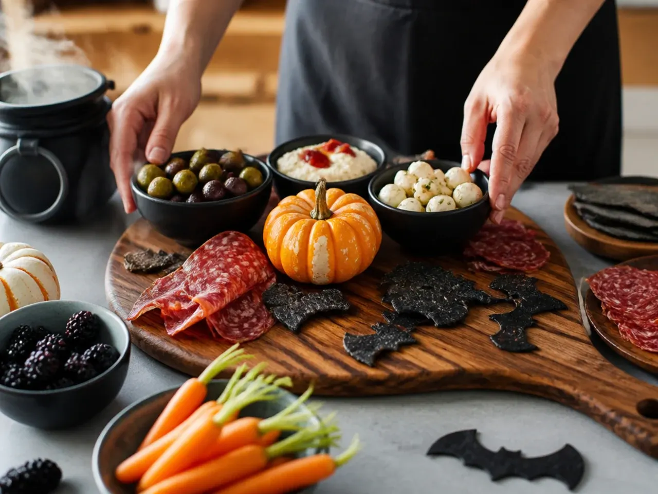 halloween themed charcuterie board recipe step 1