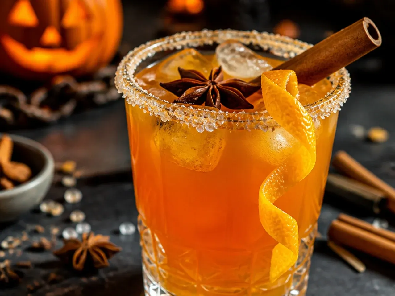 Mug of frothy pumpkin chai tea with a cinnamon stick and pinch of nutmeg on top