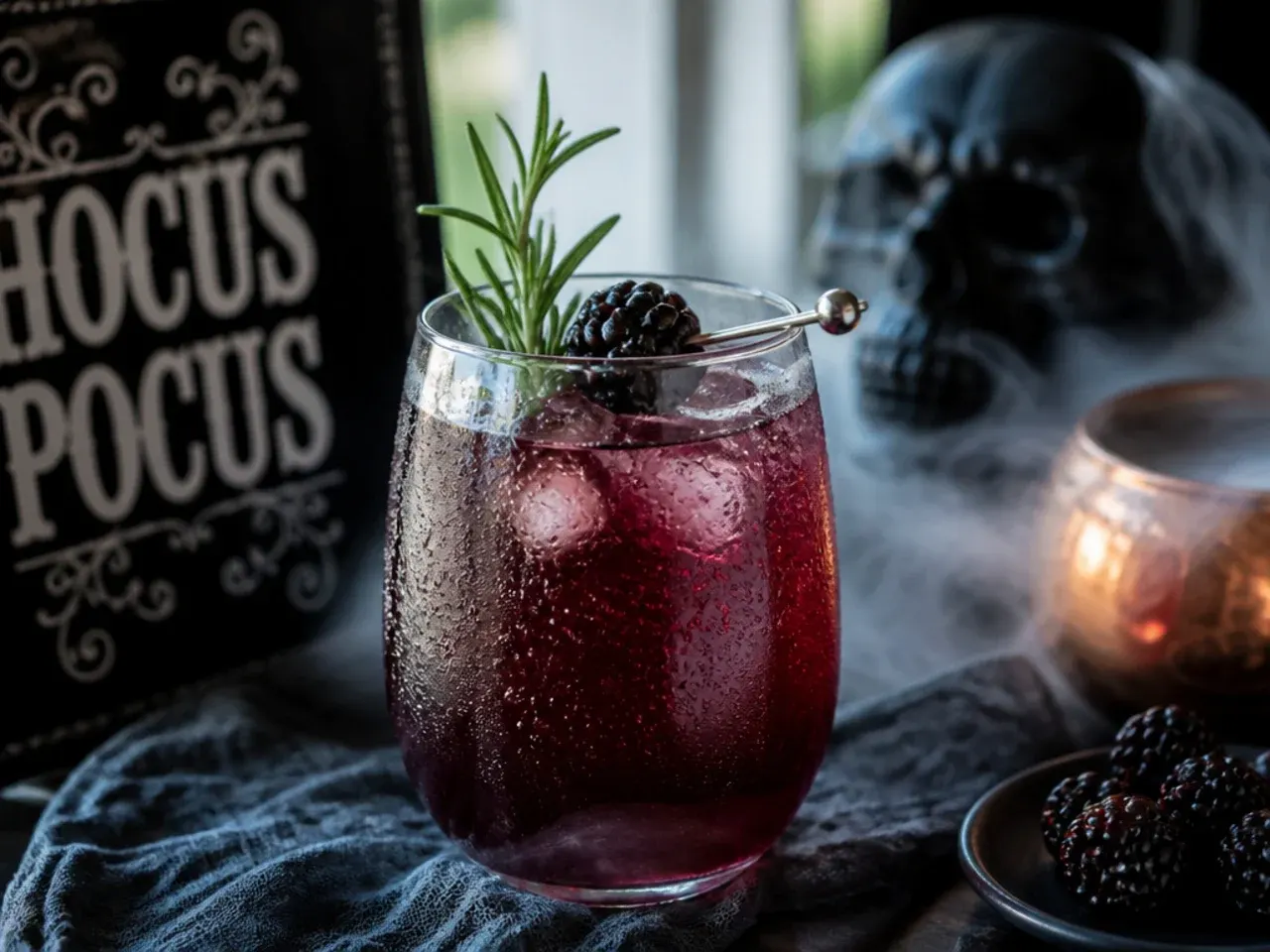 Tray of halloween drink garnishes including gummy worms, sanding sugar, cocktail picks and edible eyeballs