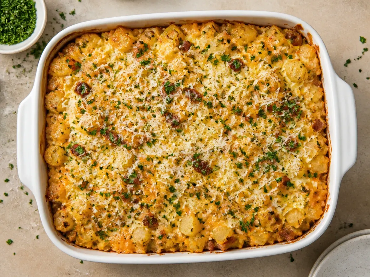 Simple budget hashbrown breakfast casserole made with eggs, potatoes and a little cheese.
