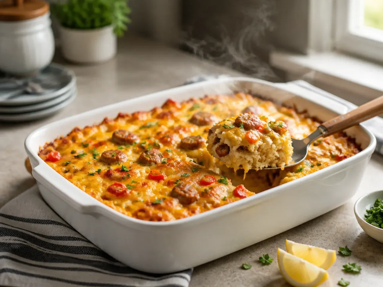 Individually wrapped portions of freezer-friendly hashbrown breakfast casserole.